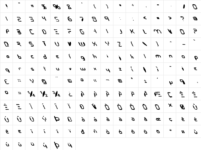 FZ DIGITAL 7 MANGLED LEFTY Normal  glyph index