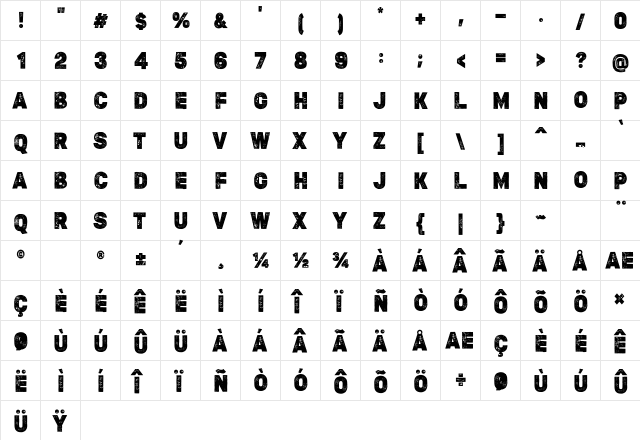 MEDIO VINTAGE ROUGH Regular  glyph index