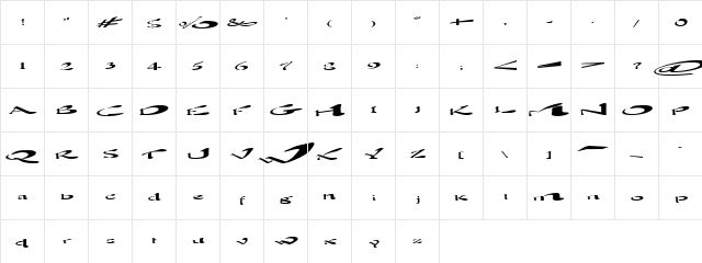 Harizz Wind Regular  glyph index