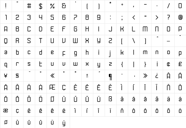 Ketamina OT Regular  glyph index