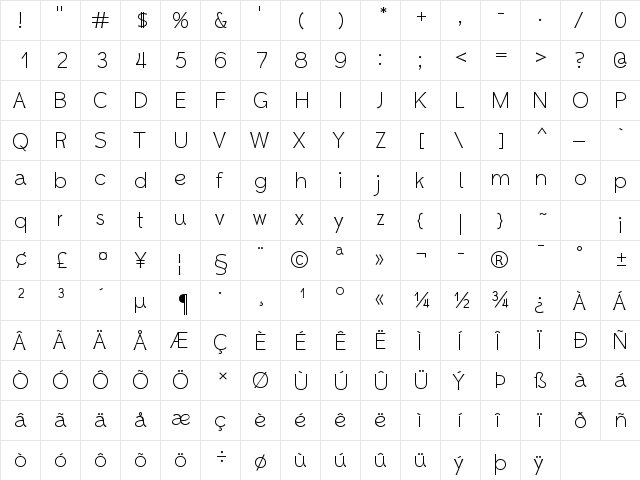 Whipsmart Regular  glyph index