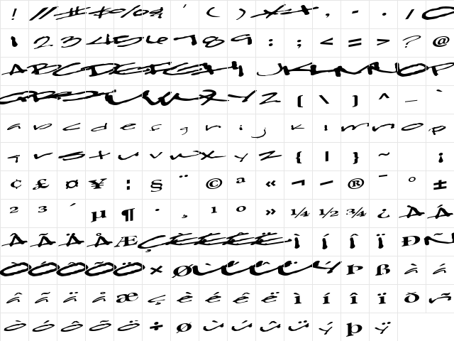 ClearFall54 Regular  glyph index