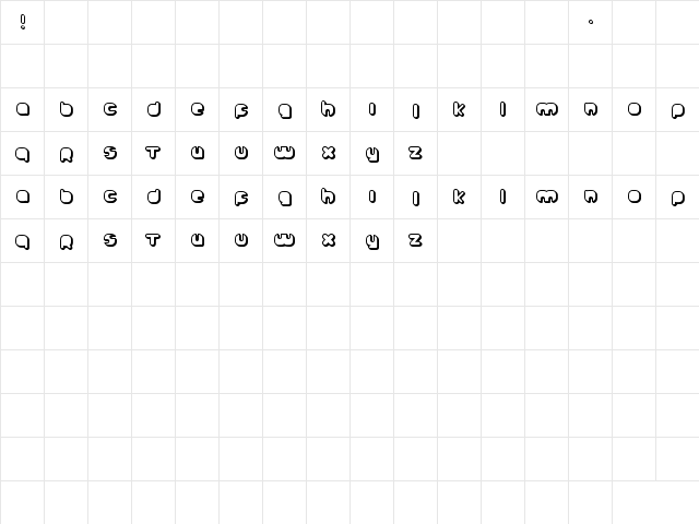 Johanneke Shadow Regular  glyph index