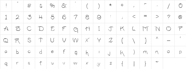 PC Simple Regular  glyph index