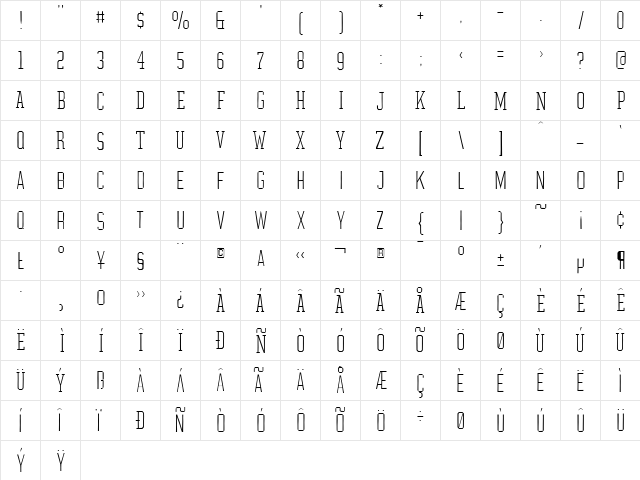 Graphium Thin  glyph index
