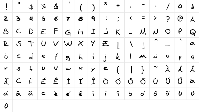 Denise Sans Regular  glyph index