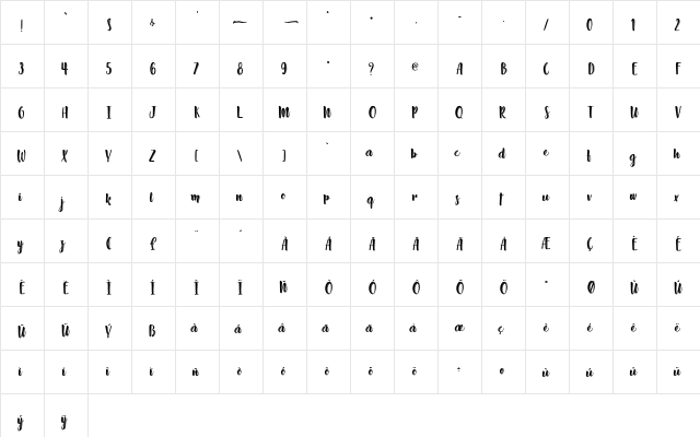 Absolute Pink - Personal Use Regular  glyph index
