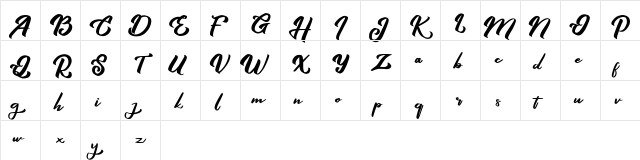 Queny FREE Regular  glyph index