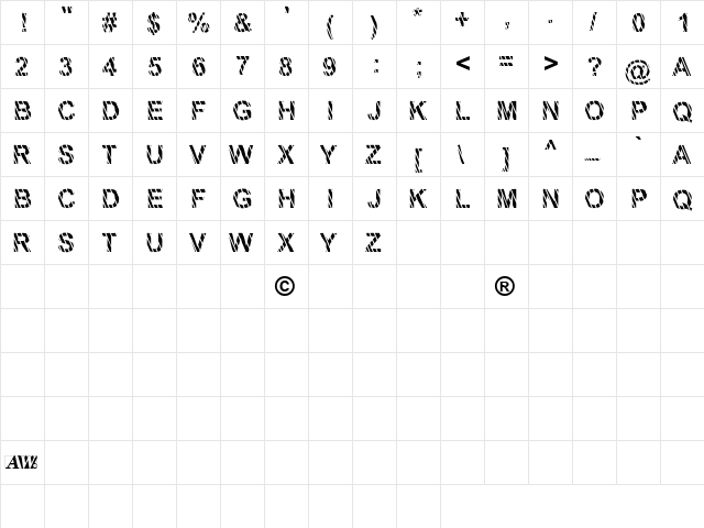 Alli Regular  glyph index