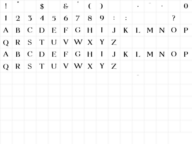 Elizabeth Bold  glyph index