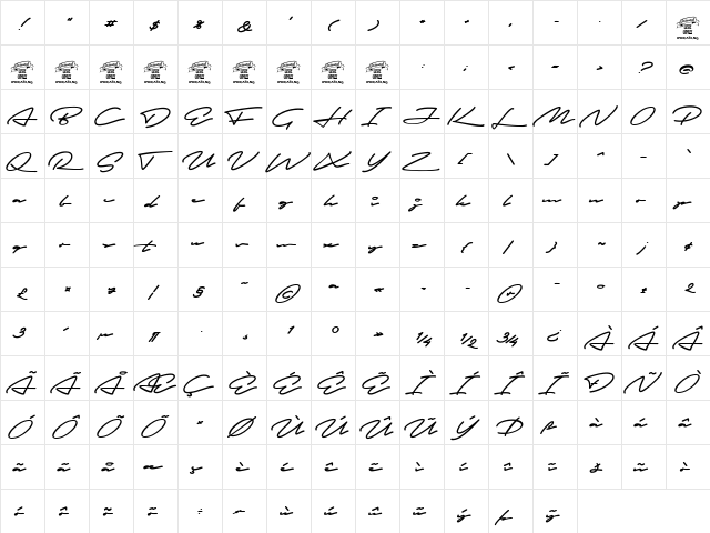 Autograf PERSONAL USE ONLY Regular  glyph index
