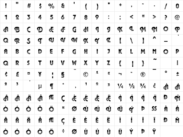Plaza21 Becker Regular  glyph index