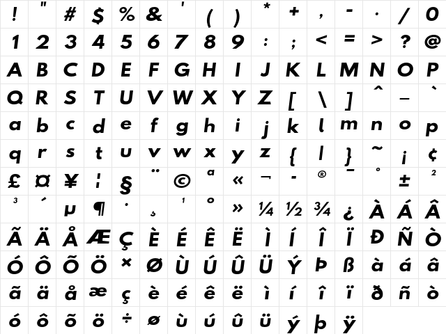 Hussar BdSuprExtOblOne  glyph index