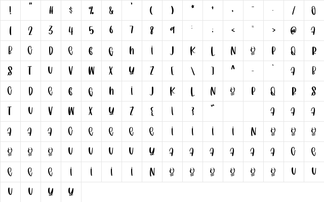 FB-FancyCorgi Regular  glyph index