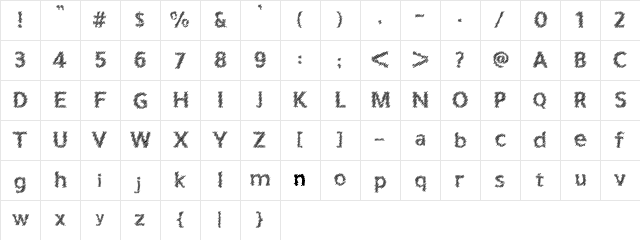 Corret Regular  glyph index