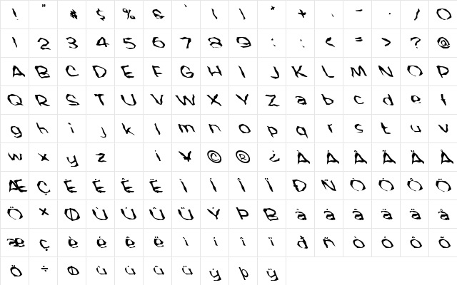 FZ WACKY 59 LEFTY Normal  glyph index