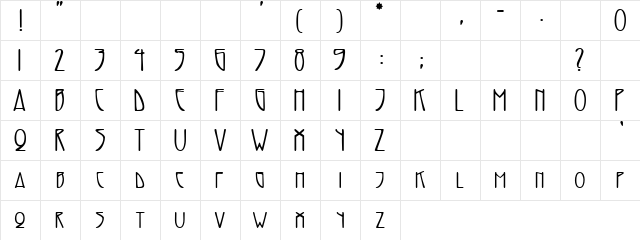 Adresack!" Regular  glyph index