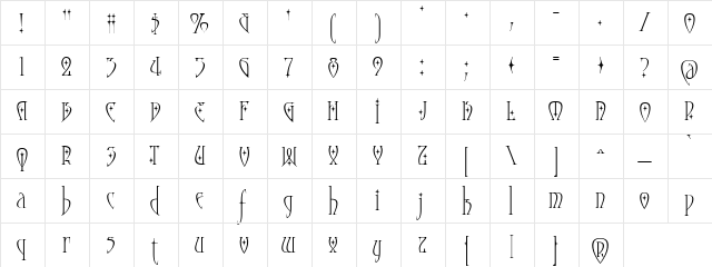 Moonstone Stars Regular  glyph index