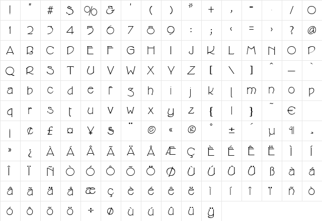 Archibald Regular  glyph index