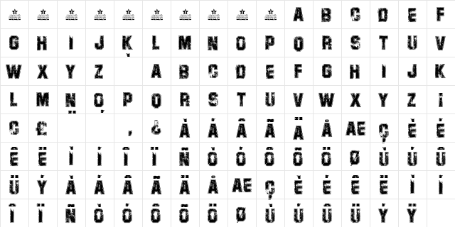 CAMPUS PERSONAL USE Regular  glyph index