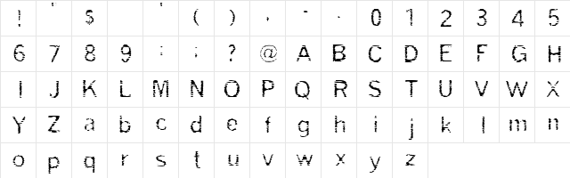 Grade Regular  glyph index