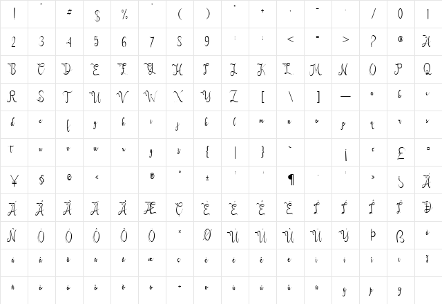 Laughs Qhuan Regular  glyph index