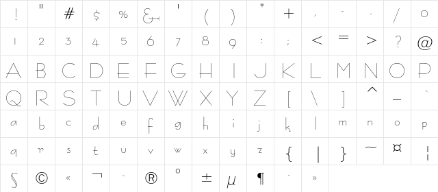 BertaAP Regular  glyph index