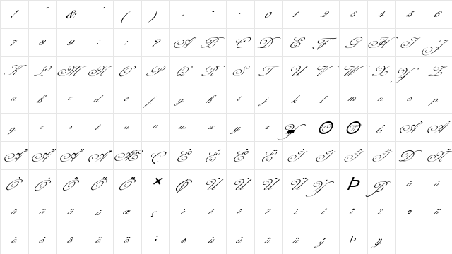 FZ SCRIPT 1 ITALIC Normal  glyph index