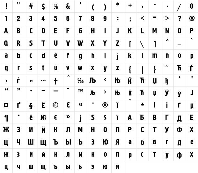 HermesC Regular  glyph index