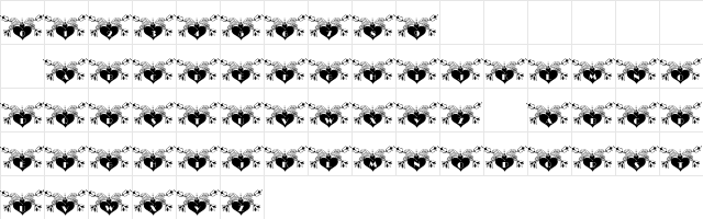 101! Dezigner HeartZ Regular  glyph index