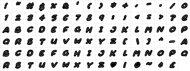 Gingerbread Italic  glyph index