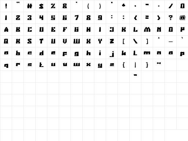 Age Of Science and Technology Regular  glyph index