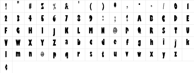 VertigoCondensed Regular  glyph index