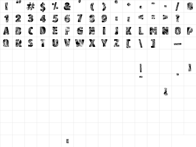 Palm Beach Regular  glyph index