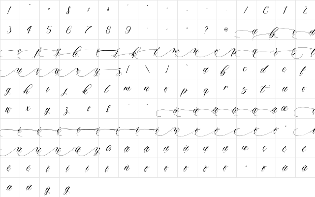 Rathouly - Personal Use Regular  glyph index