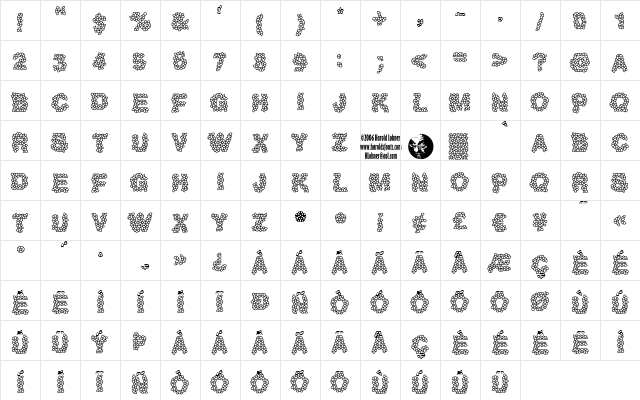 GaudiGrout Regular  glyph index