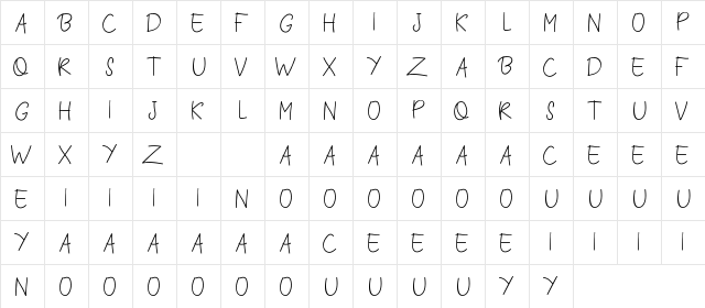 Kelsey Wilson Demo Sans Regular  glyph index
