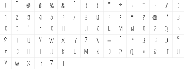 Ostrich Sans Stack Regular  glyph index