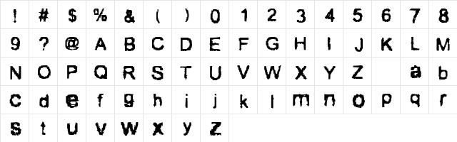 Downer Regular  glyph index