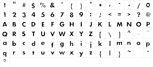 DS StainC Regular  glyph index