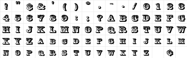 GoldRushExtended Regular  glyph index