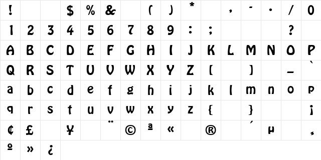 10 Regular  glyph index