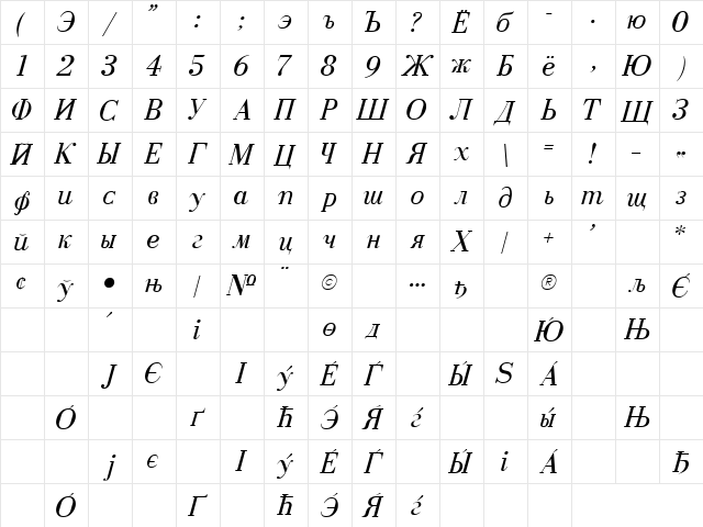 Goat 1 Regular  glyph index