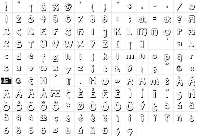 La Negrita Shadow Regular  glyph index