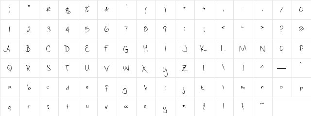LD Brush Stroke Regular  glyph index