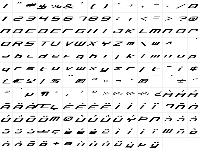 Concielian Classic Expanded Expanded  glyph index