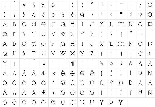 DiglossiaStd Regular  glyph index