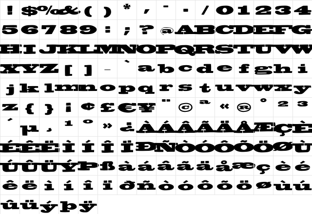 BigSwingingSlabS Medium  glyph index