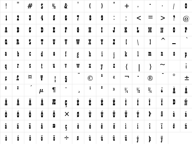 Billboard 11 Normal  glyph index