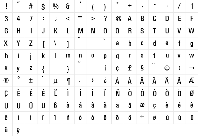 UniversalConDB Normal  glyph index